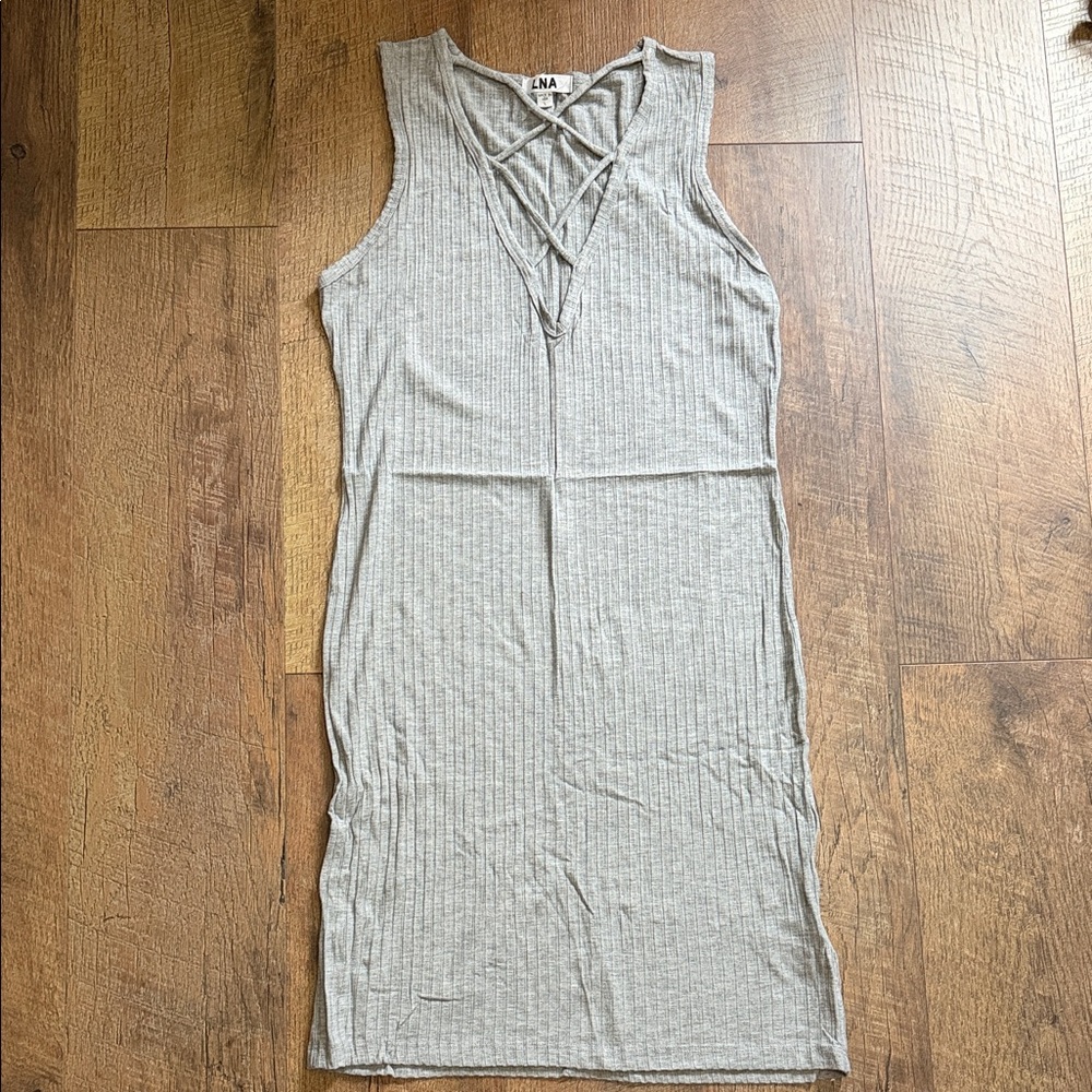 LNA Heather Gray Ribbed Top - Picture 1 of 6